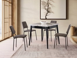 Hanah Home Mesa de Comedor Extensible Mármol Blanco